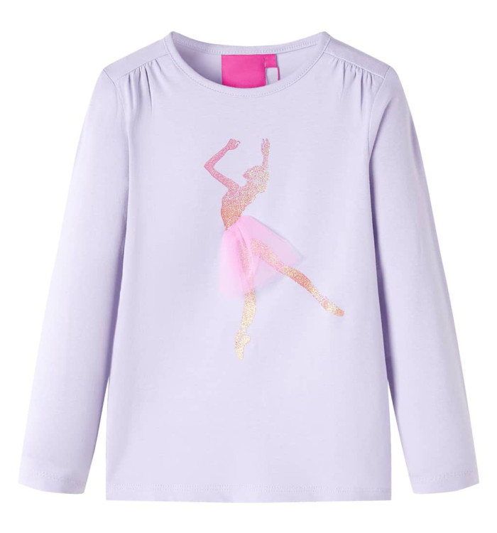T-shirt enfants à manches longues lilas clair 116 | Mobilier & Déco