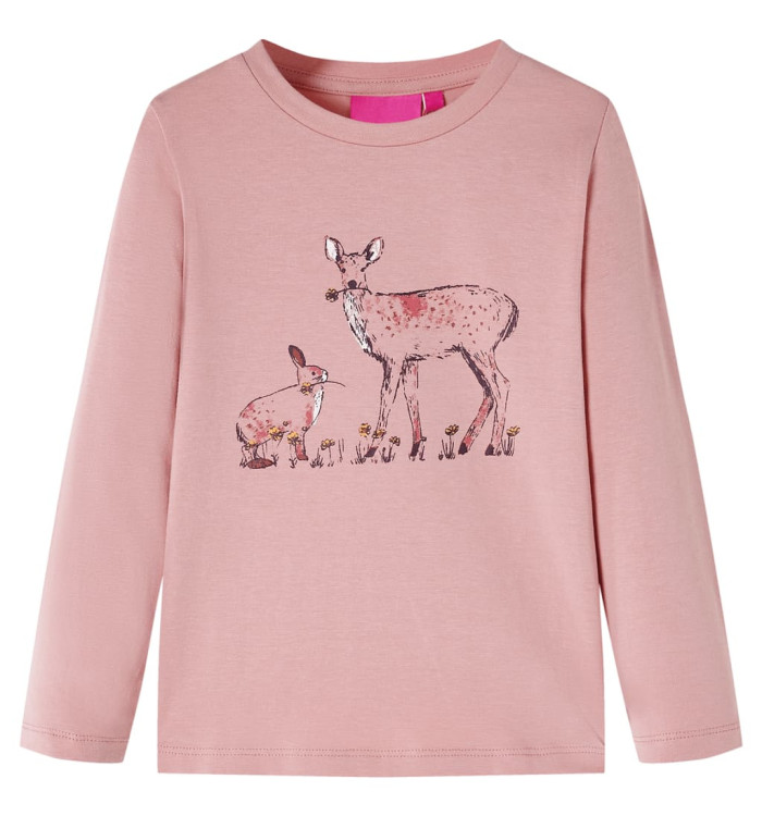 T-shirt pour enfants à manches longues rose 116 | Mobilier & Déco