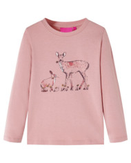 T-shirt pour enfants à manches longues rose 116 | Mobilier & Déco