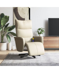 Fauteuil inclinable de massage et repose-pieds crème similicuir | Mobilier & Déco