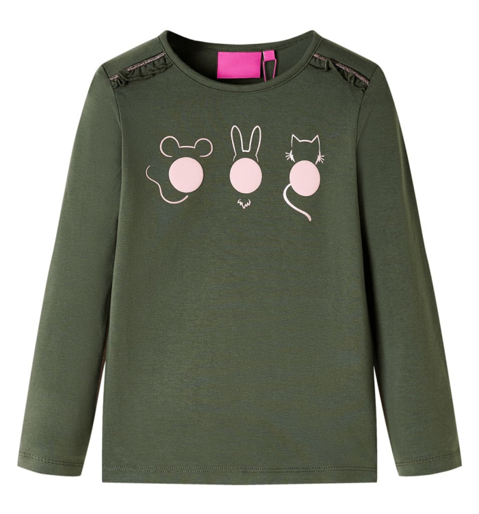 T-shirt enfants à manches longues kaki 92 | Mobilier & Déco