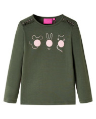 T-shirt enfants à manches longues kaki 92 | Mobilier & Déco