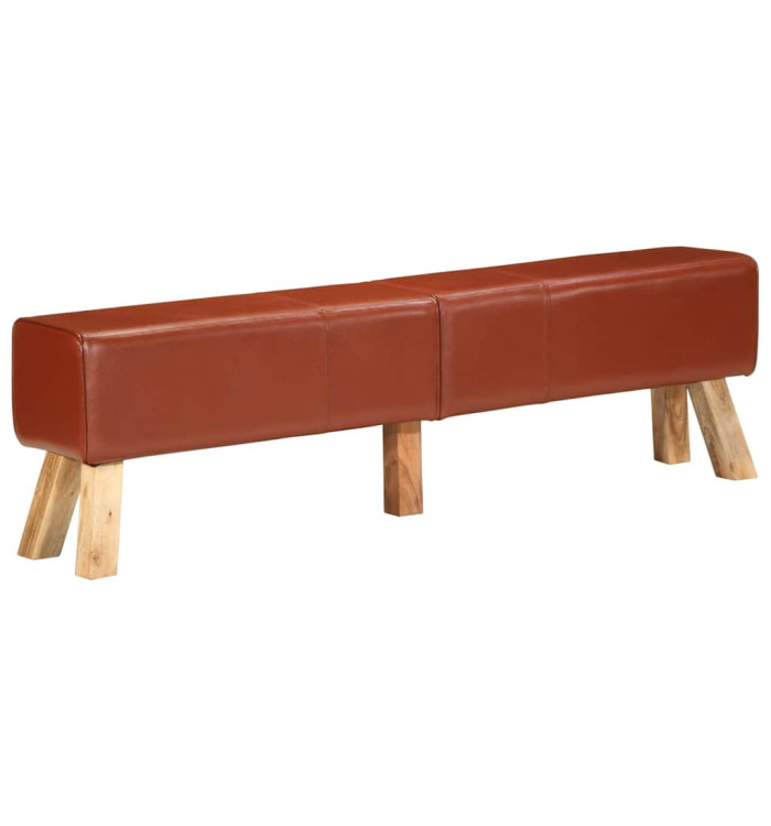 Banc de gymnastique marron 160 cm cuir véritable | Mobilier & Déco