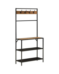 Porte-manteau 90x35x180 cm bois de manguier et fer | Mobilier & Déco