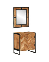 Ensemble de meubles salle de bain 2 pcs fer et bois d'acacia | Mobilier & Déco