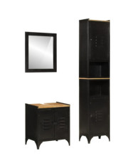 Ensemble de meubles salle de bain 3 pcs fer et bois de manguier | Mobilier & Déco