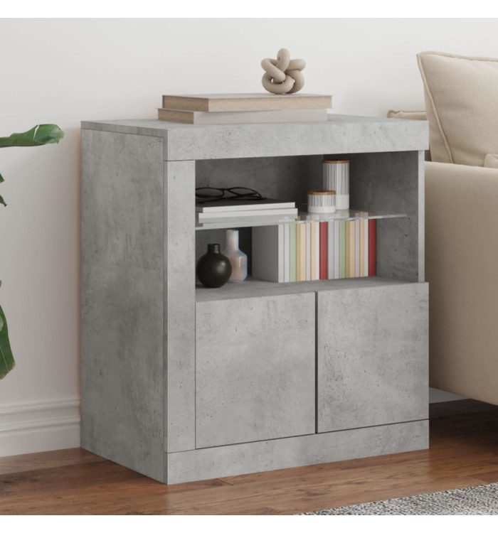 Buffet avec lumières LED gris béton 60,5x37x67 cm | Mobilier & Déco