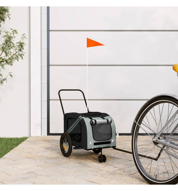 Remorque de vélo pour animaux de compagnie gris et noir | Mobilier & Déco