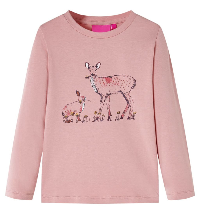 T-shirt pour enfants à manches longues rose 140 | Mobilier & Déco