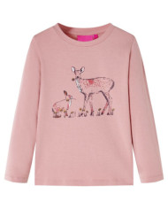 T-shirt pour enfants à manches longues rose 140 | Mobilier & Déco