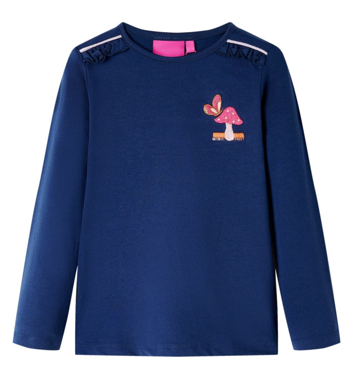 T-shirt enfants à manches longues bleu marine 104 | Mobilier & Déco