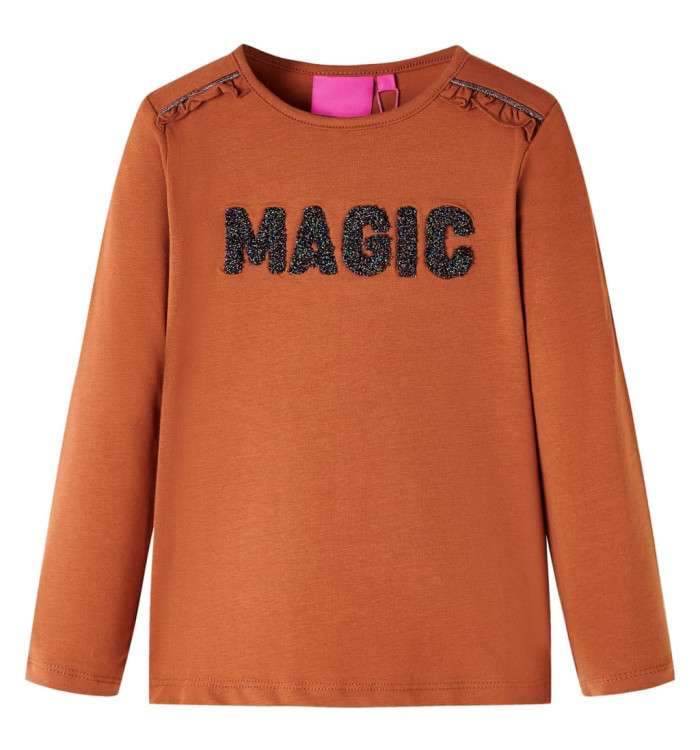 T-shirt enfants à manches longues cognac 140 | Mobilier & Déco
