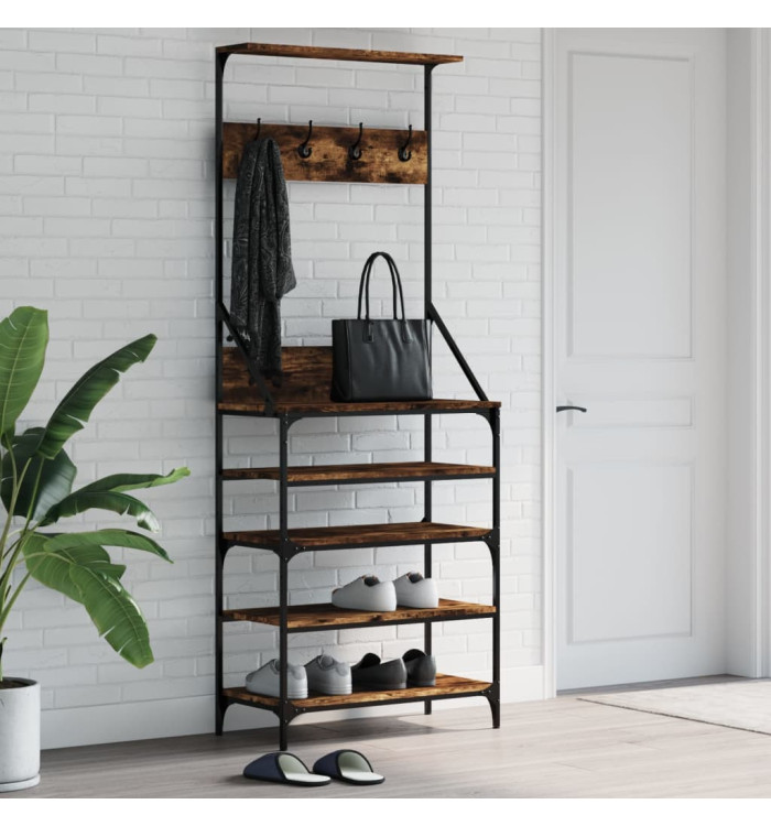 Porte-vêtements et rangement des chaussures chêne fumé | Mobilier & Déco