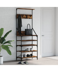 Porte-vêtements et rangement des chaussures chêne fumé | Mobilier & Déco