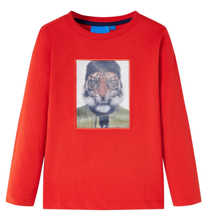 T-shirt pour enfants à manches longues rouge 116 | Mobilier & Déco