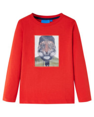 T-shirt pour enfants à manches longues rouge 116 | Mobilier & Déco