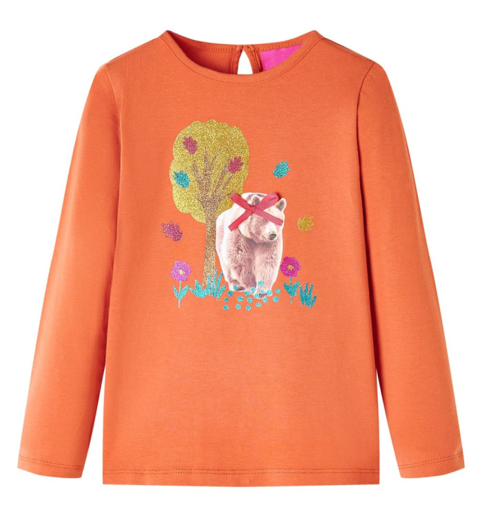 T-shirt enfants à manches longues orange brûlé 128 | Mobilier & Déco