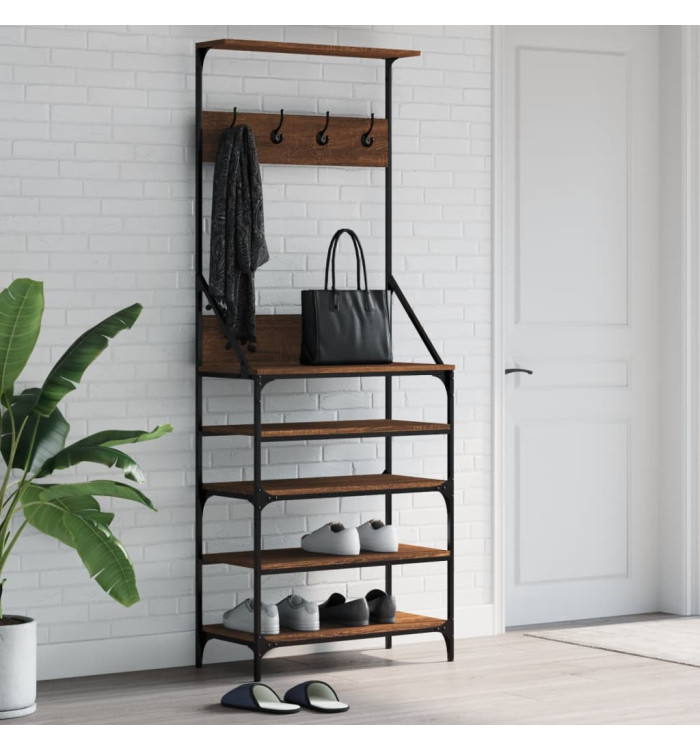 Porte-vêtements et rangement des chaussures chêne marron | Mobilier & Déco