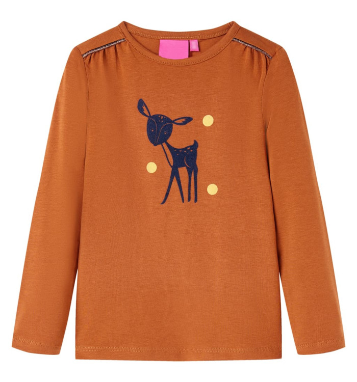 T-shirt enfants à manches longues cognac 140 | Mobilier & Déco