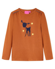 T-shirt enfants à manches longues cognac 140 | Mobilier & Déco