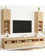 Meubles TV avec lumières LED 2 pcs chêne sonoma 30,5x30x102 cm | Mobilier & Déco