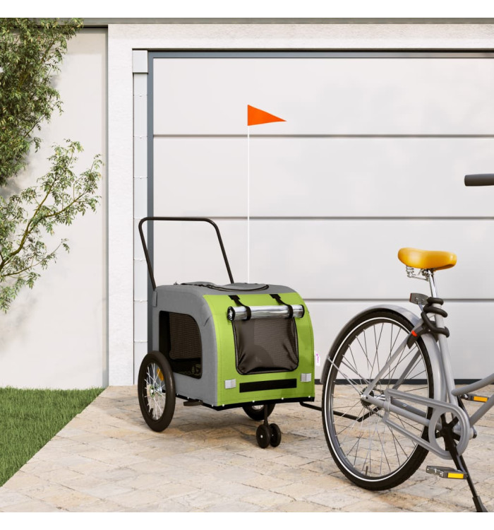 Remorque de vélo pour animaux de compagnie vert et gris | Mobilier & Déco