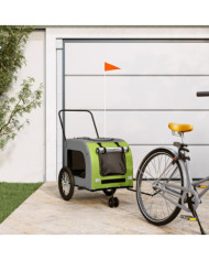 Remorque de vélo pour animaux de compagnie vert et gris | Mobilier & Déco
