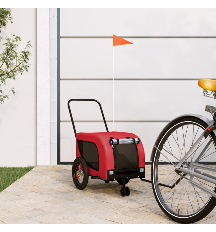 Remorque de vélo pour animaux de compagnie rouge et noir | Mobilier & Déco