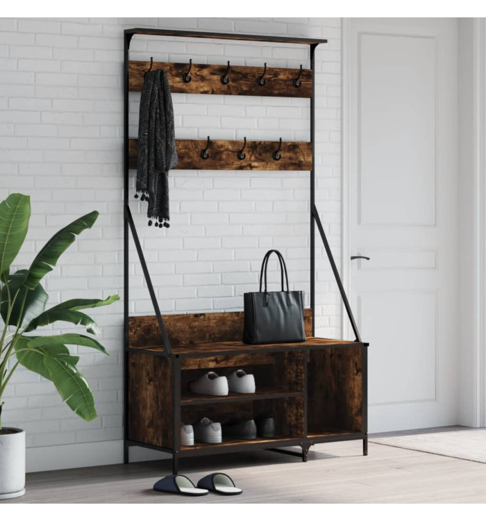 Porte-vêtements et rangement des chaussures chêne fumé | Mobilier & Déco
