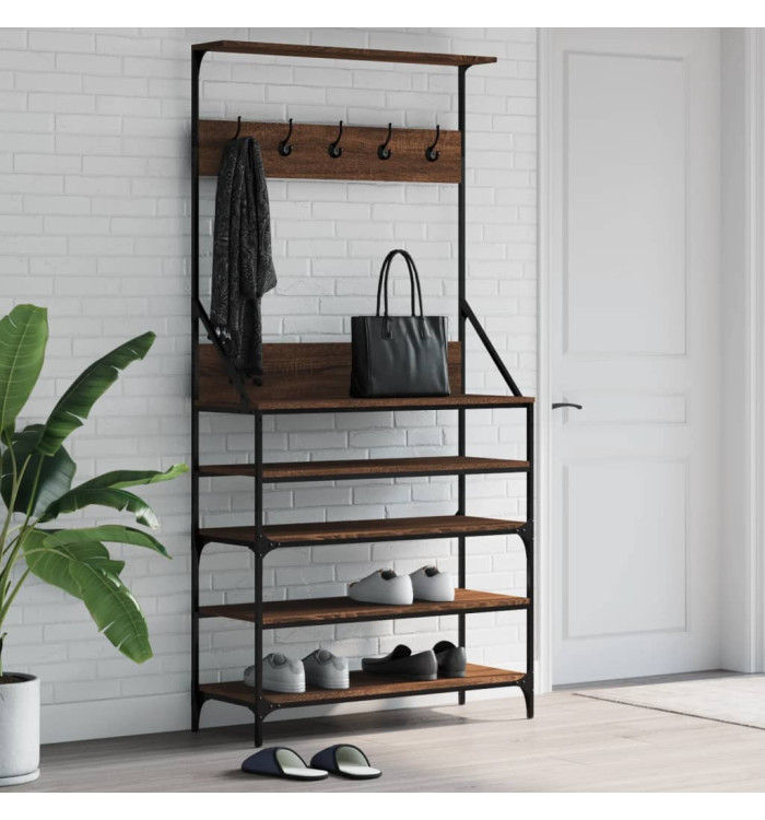 Porte-vêtements et rangement des chaussures chêne marron | Mobilier & Déco