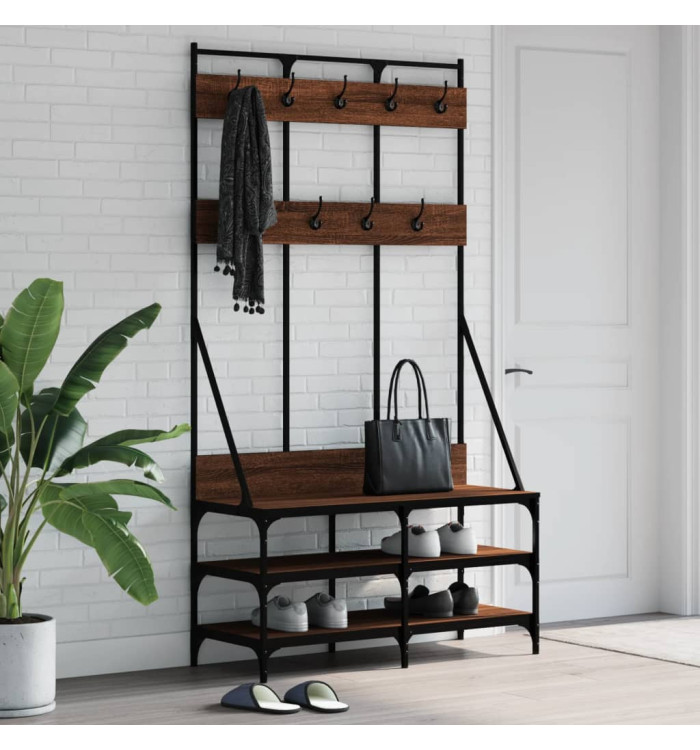 Porte-vêtements et rangement des chaussures chêne marron | Mobilier & Déco