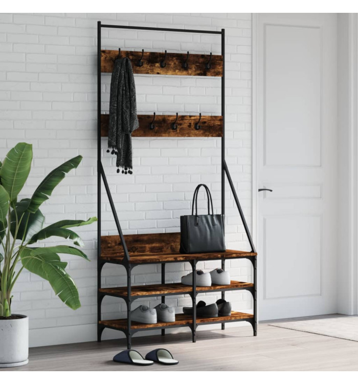 Porte-vêtements et rangement des chaussures chêne fumé | Mobilier & Déco