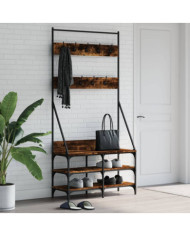Porte-vêtements et rangement des chaussures chêne fumé | Mobilier & Déco