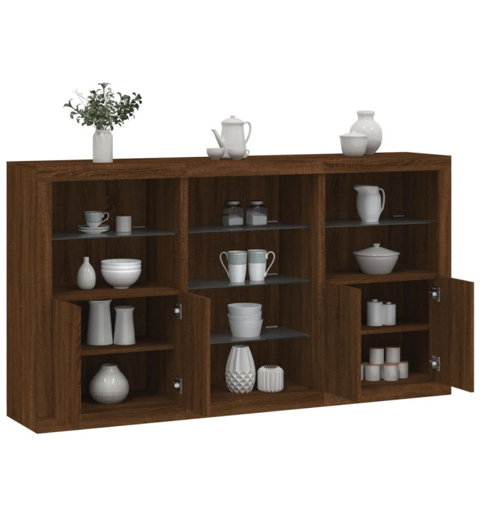 Buffet avec lumières LED chêne marron 181,5x37x100 cm | Mobilier & Déco