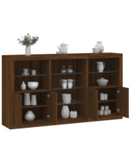 Buffet avec lumières LED chêne marron 181,5x37x100 cm | Mobilier & Déco