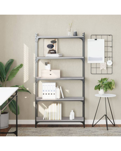 Bibliothèque à 5 niveaux sonoma gris 80x30x154 cm | Mobilier & Déco