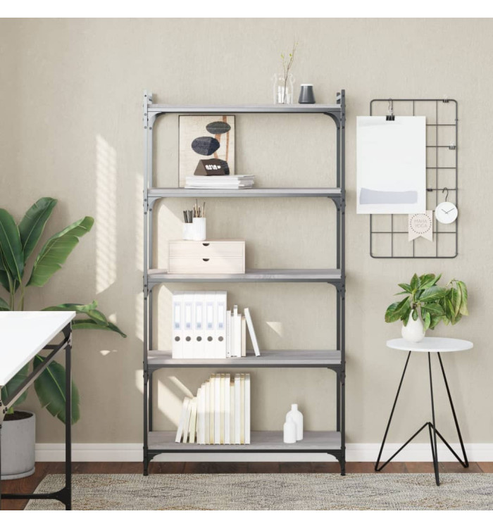 Bibliothèque à 5 niveaux sonoma gris 80x30x154 cm | Mobilier & Déco