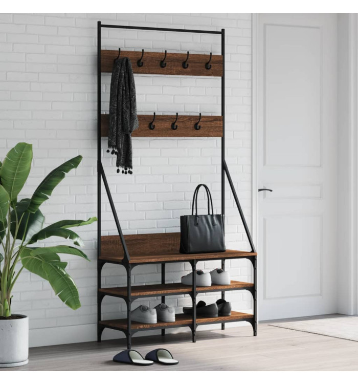 Porte-vêtements et rangement des chaussures chêne marron | Mobilier & Déco
