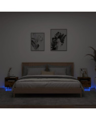Armoires de chevet avec lumières LED 2 pcs chêne fumé | Mobilier & Déco