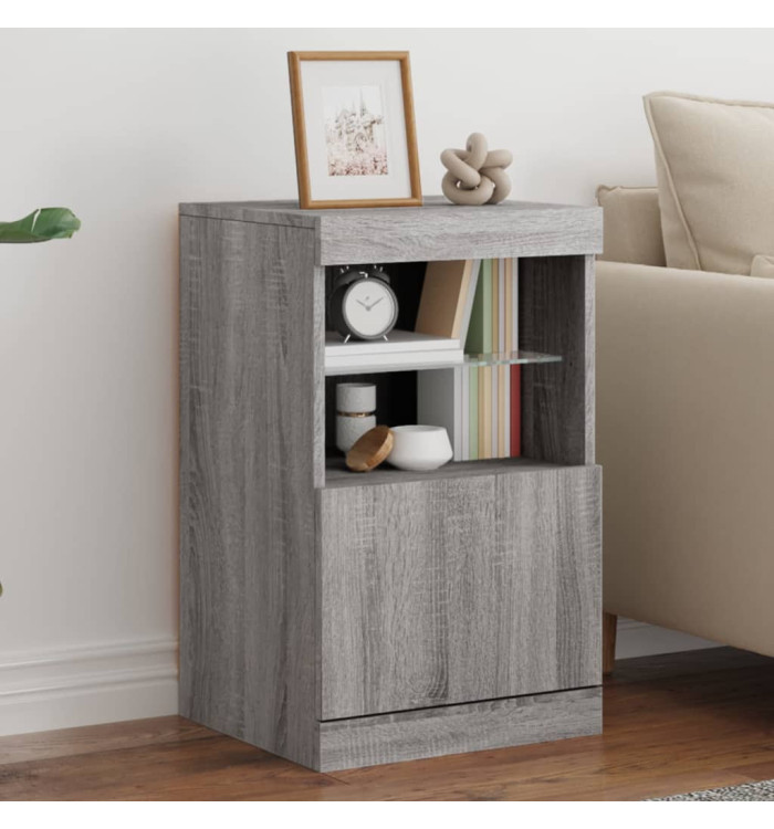 Buffet avec lumières LED sonoma gris 41x37x67 cm | Mobilier & Déco