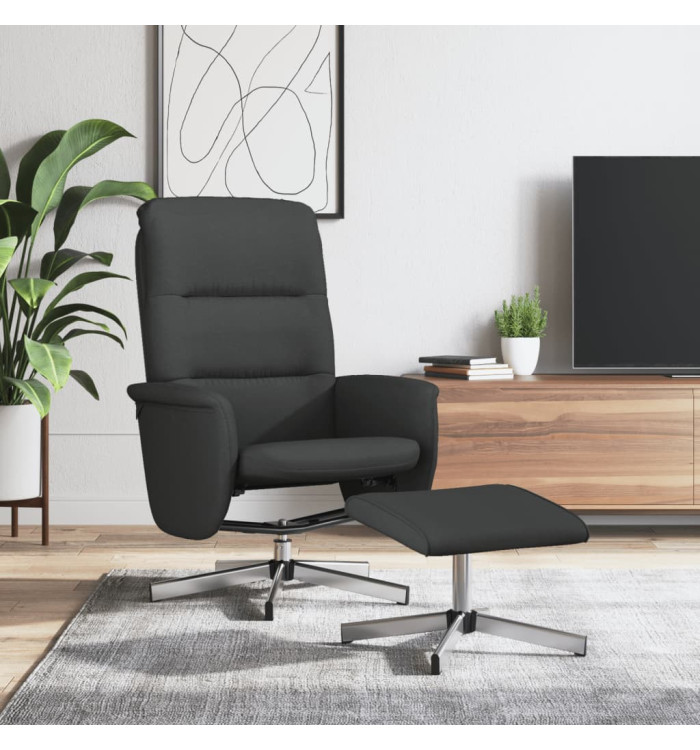 Fauteuil inclinable avec repose-pied noir tissu | Mobilier & Déco