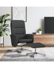 Fauteuil inclinable avec repose-pied noir tissu | Mobilier & Déco