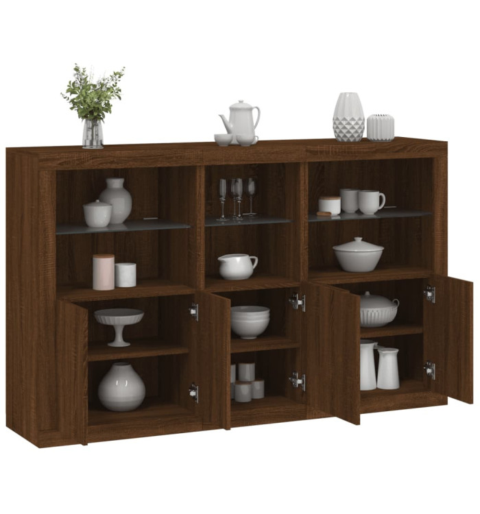 Buffet avec lumières LED chêne marron 162x37x100 cm | Mobilier & Déco
