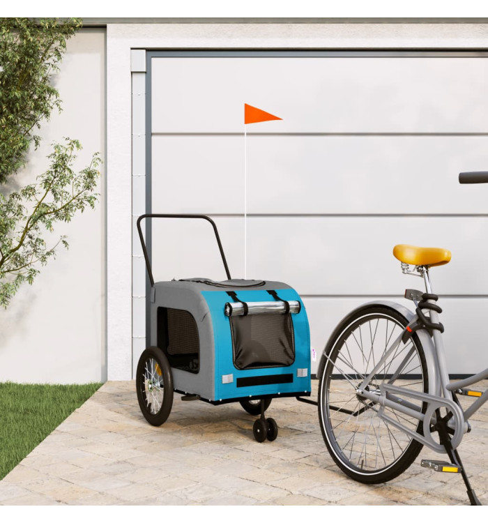 Remorque de vélo pour animaux de compagnie bleu et gris | Mobilier & Déco