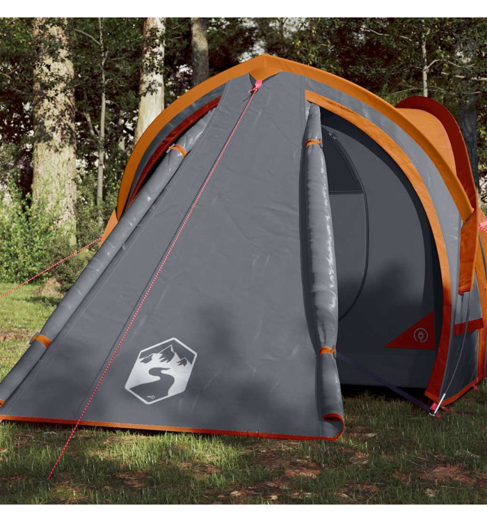 Tente de camping à dôme 2 personnes gris et orange imperméable | Mobilier & Déco