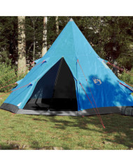 Tente de camping tipi 4 personnes bleu imperméable | Mobilier & Déco