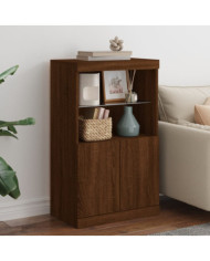 Buffet avec lumières LED chêne marron 60,5x37x100 cm | Mobilier & Déco