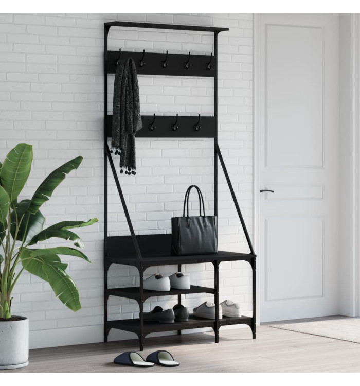 Porte-vêtements et rangement des chaussures noir 80x40x184 cm | Mobilier & Déco