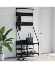 Porte-vêtements et rangement des chaussures noir 80x40x184 cm | Mobilier & Déco