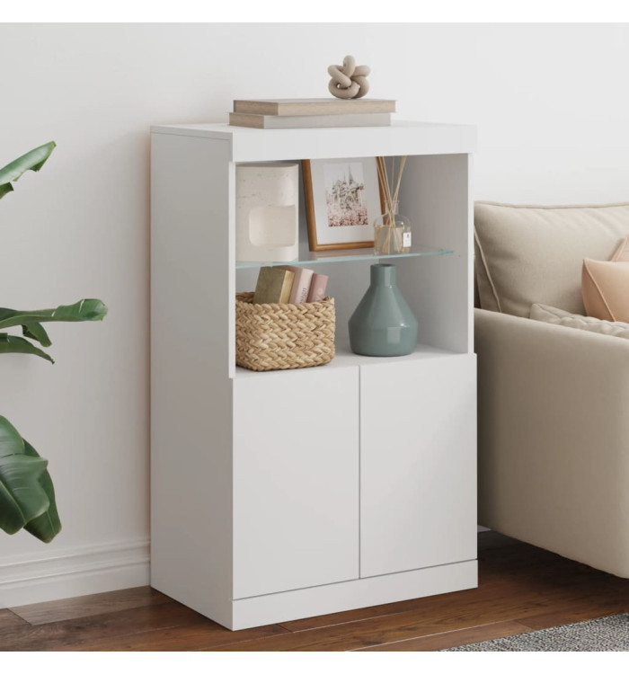 Buffet avec lumières LED blanc 60,5x37x100 cm | Mobilier & Déco